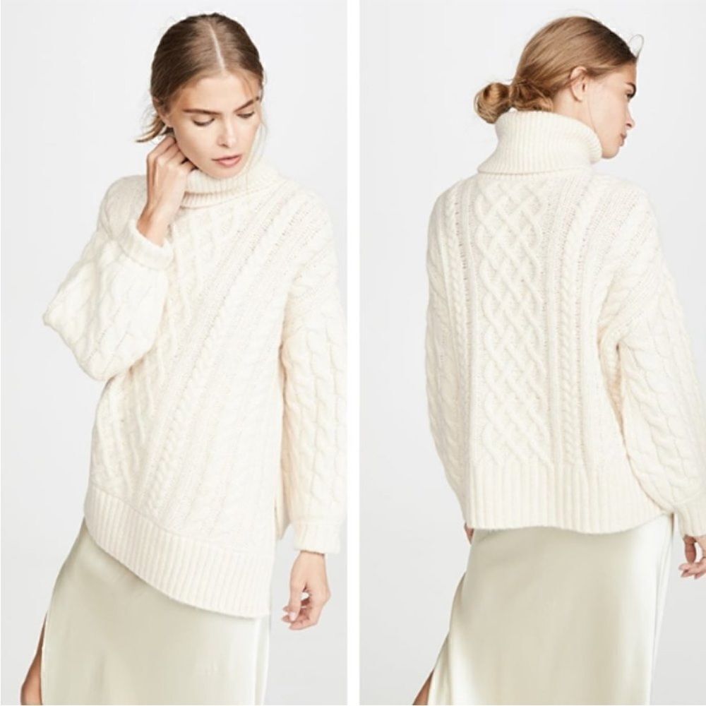 ALC Nevelson Cable Knit Turtleneck Sweater Ivory S